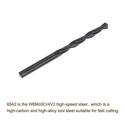 Harfington Uxcell High Speed Steel Twist Drill Bit, 6.4mm Fully Ground Black Oxide 100mm Long 2Pcs