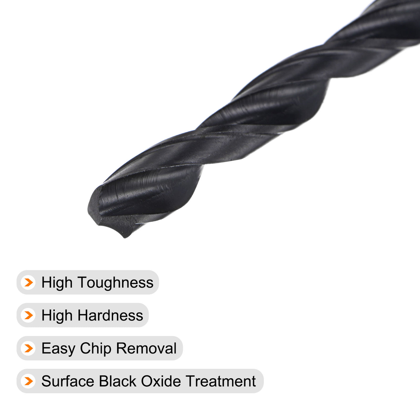 uxcell Uxcell High Speed Steel Twist Drill Bit, 6.4mm Fully Ground Black Oxide 100mm Long 2Pcs