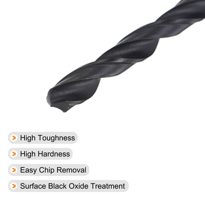 Harfington Uxcell High Speed Steel Twist Drill Bit, 6.5mm Fully Ground Black Oxide 100mm Long 4Pcs