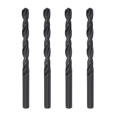 Harfington Uxcell High Speed Steel Twist Drill Bit, 6.5mm Fully Ground Black Oxide 100mm Long 4Pcs