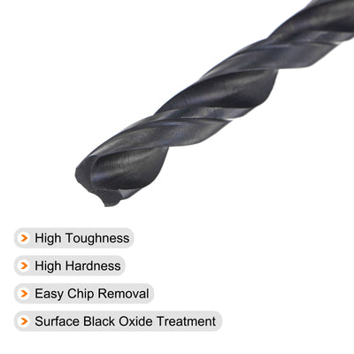 Harfington Uxcell High Speed Steel Twist Drill Bit, 6.6mm Fully Ground Black Oxide 110mm Long 4Pcs