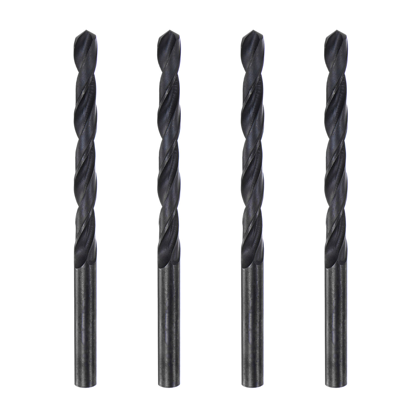 uxcell Uxcell High Speed Steel Twist Drill Bit, 7mm Fully Ground Black Oxide 110mm Long 4Pcs