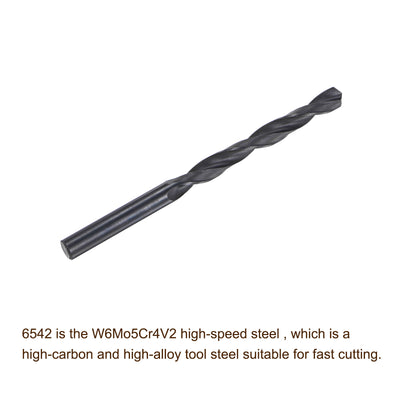 Harfington Uxcell High Speed Steel Twist Drill Bit, 7.4mm Fully Ground Black Oxide 108mm Long 4Pcs