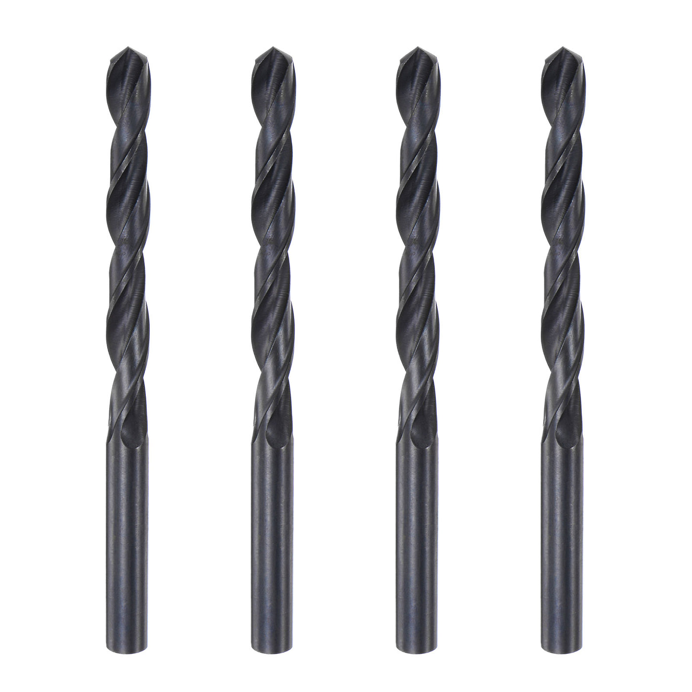 uxcell Uxcell High Speed Steel Twist Drill Bit, 7.6mm Fully Ground Black Oxide 110mm Long 4Pcs