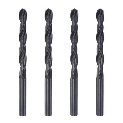 Harfington Uxcell High Speed Steel Twist Drill Bit, 7.6mm Fully Ground Black Oxide 110mm Long 4Pcs