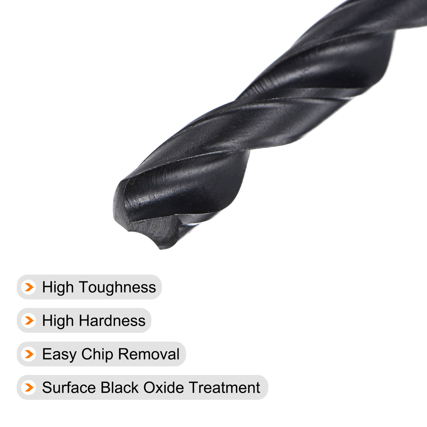 uxcell Uxcell High Speed Steel Twist Drill Bit, 8.8mm Fully Ground Black Oxide 123mm Long 4Pcs