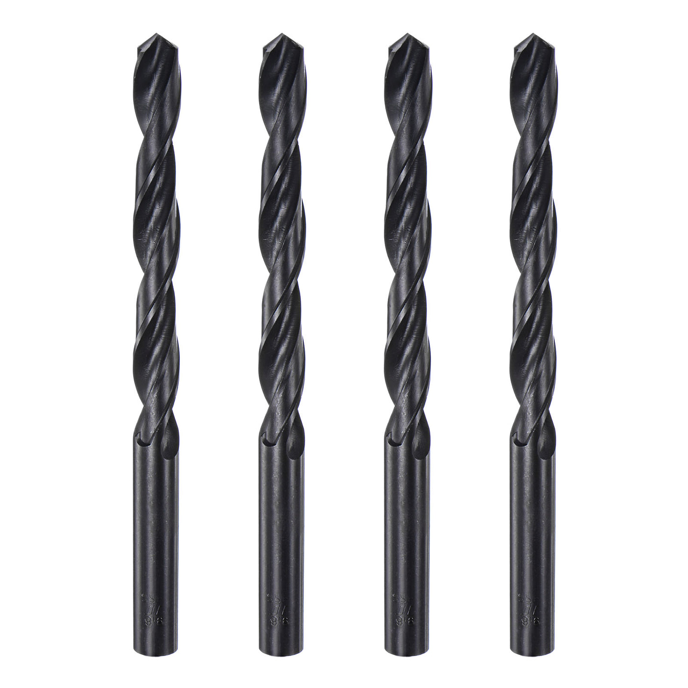 uxcell Uxcell High Speed Steel Twist Drill Bit, 9.8mm Fully Ground Black Oxide 133mm Long 4Pcs