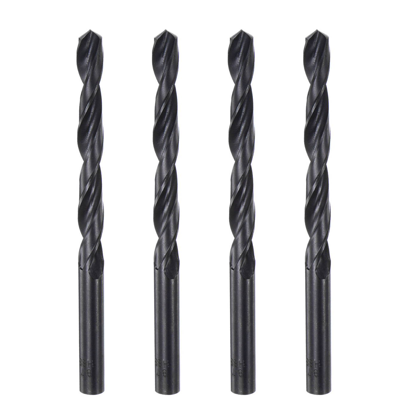 uxcell Uxcell High Speed Steel Twist Drill Bit, 8.7mm Fully Ground Black Oxide 123mm Long 4Pcs