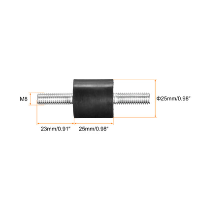 Harfington Uxcell Rubber Mounts 4pcs M8x23mm Male Vibration Isolator Shock Absorber D25mmxH25mm