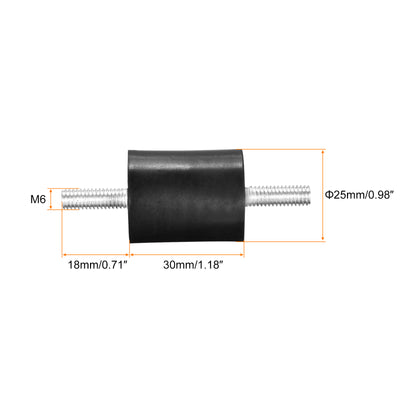Harfington Uxcell Rubber Mounts 4pcs M6x18mm Male Vibration Isolator Shock Absorber D25mmxH30mm