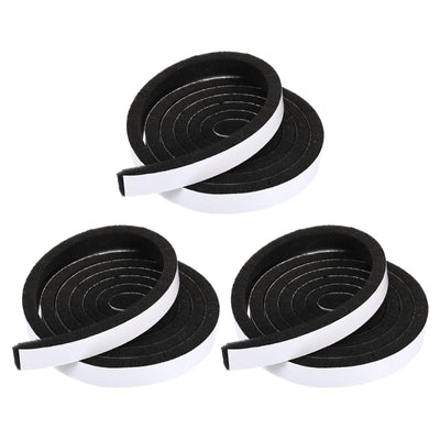 Harfington 3pcs 20mmx10mmx2m PU Foam Seal Tape Adhesive Insulation Weatherstrip, Black