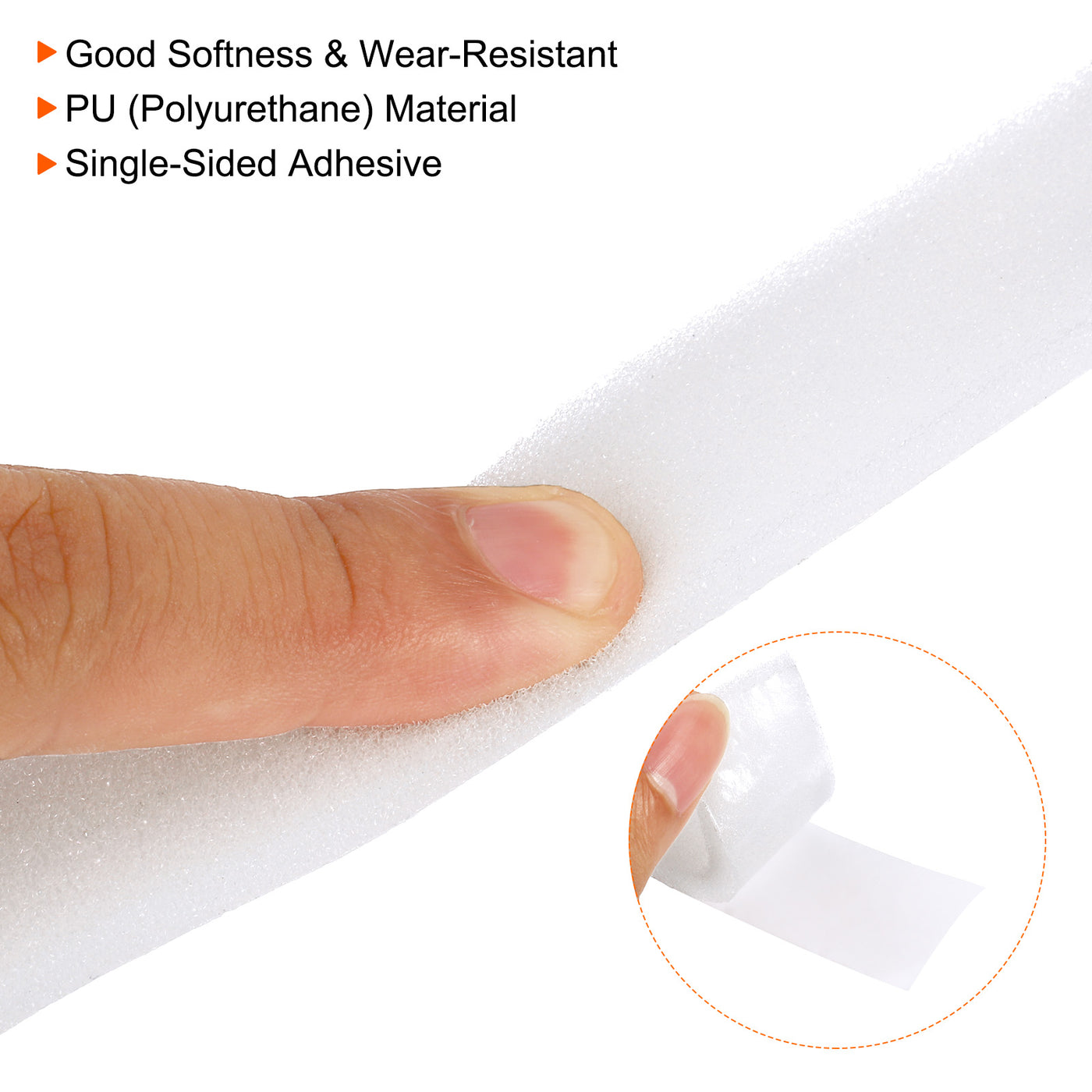 Harfington 3pcs 20mmx6mmx2m PU Foam Seal Tape Adhesive Insulation Weatherstrip, White