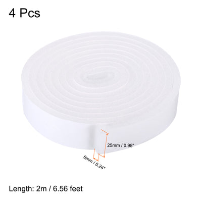 Harfington 4pcs 25mmx6mmx2m PU Foam Seal Tape Adhesive Insulation Weatherstrip, White