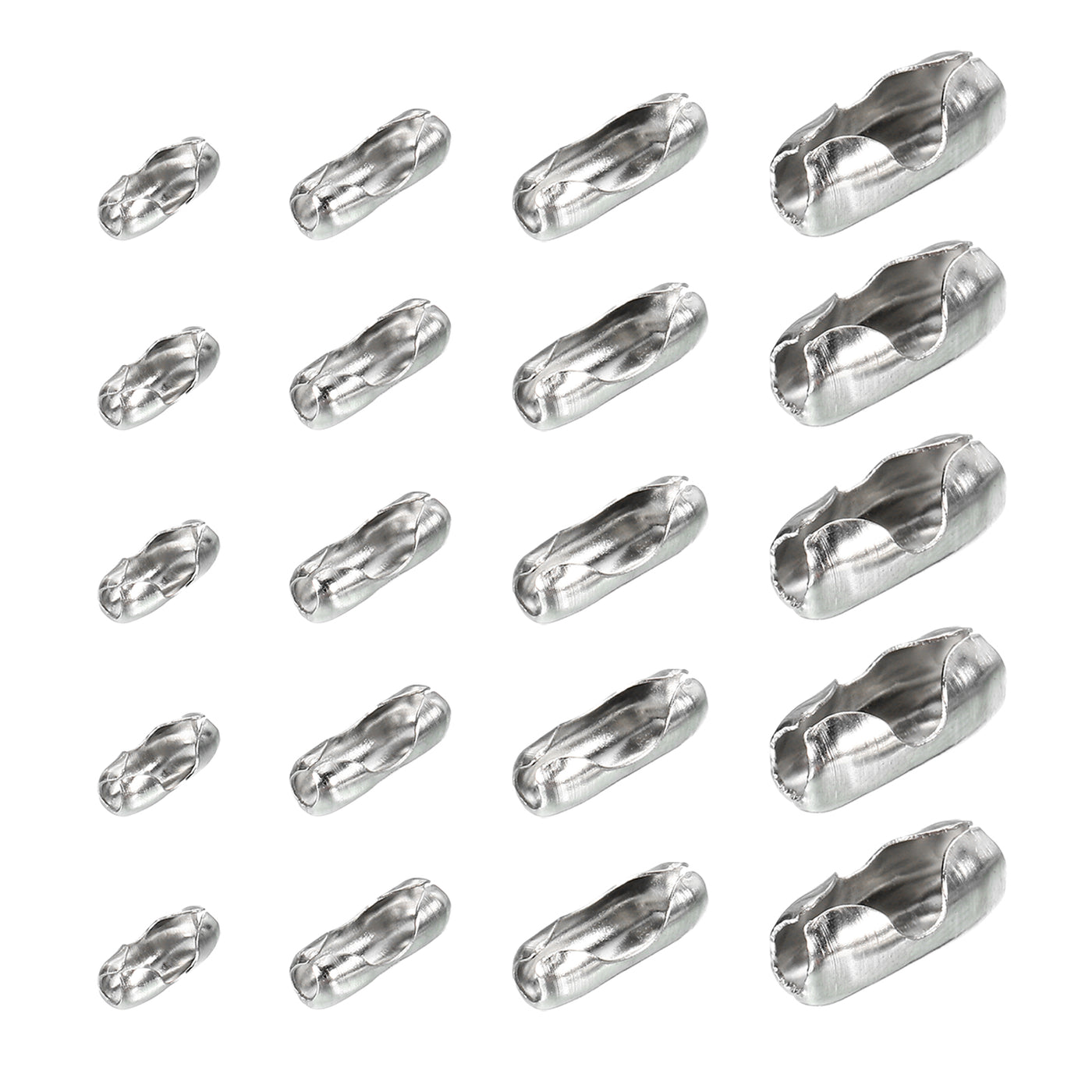 Harfington Ball Chain Connector Clasps, Stainless Steel Replacement Cord Connector Fit for 2/2.4/3.2/4mm Beaded Ball Chain, Silver Pack of 120