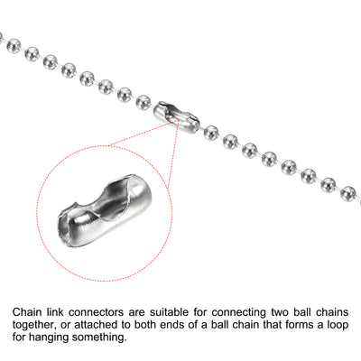 Harfington Ball Chain Connector Clasps, Stainless Steel Replacement Cord Connector Fit for 1.5/2/2.4/3.2/4mm Beaded Ball Chain, Silver Pack of 100