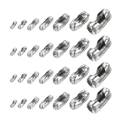 Harfington Ball Chain Connector Clasps, Stainless Steel Replacement Cord Connector Fit for 1.5/2/2.4/3.2/4.5/5/6mm Beaded Ball Chain, Silver Pack of 105