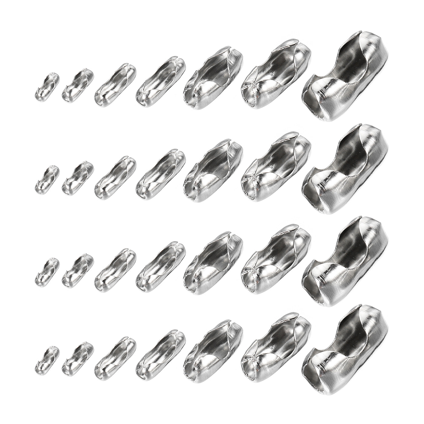 Harfington Ball Chain Connector Clasps, Stainless Steel Replacement Cord Connector Fit for 1.5/2/2.4/3.2/4.5/5/6mm Beaded Ball Chain, Silver Pack of 210