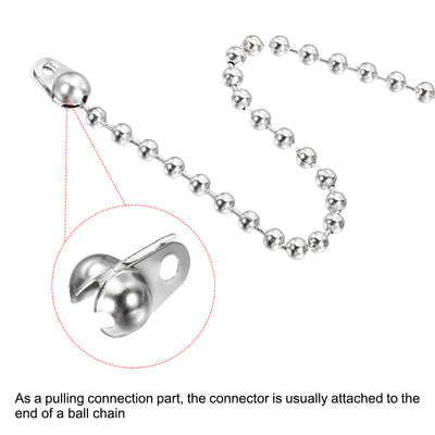 Harfington Ball Chain Connector, Stainless Steel Ball Tips Clamshell Style Crimp Link Connection Fit for 2/2.4/3.2/4.5/5/6mm Ball Chain, Pack of 130