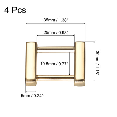 Harfington Uxcell 1.4 Inch Rectangle Screw Ring Buckle Strap Connector Purse Bag Loop, 4Pcs Gold