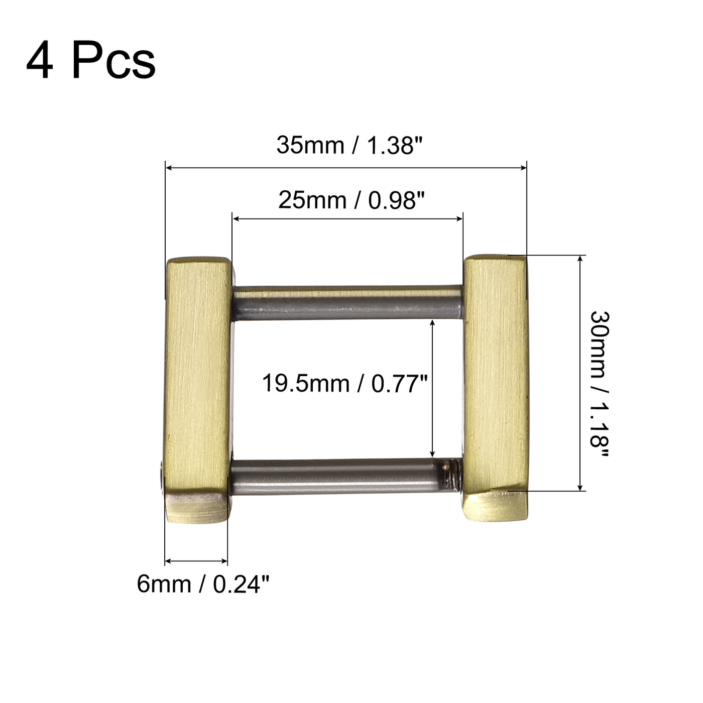 uxcell Uxcell 1.4 Inch Rectangle Screw Ring Buckle Strap Connector Purse Bag Loop, 4Pcs Bronze