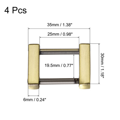 Harfington Uxcell 1.4 Inch Rectangle Screw Ring Buckle Strap Connector Purse Bag Loop, 4Pcs Bronze