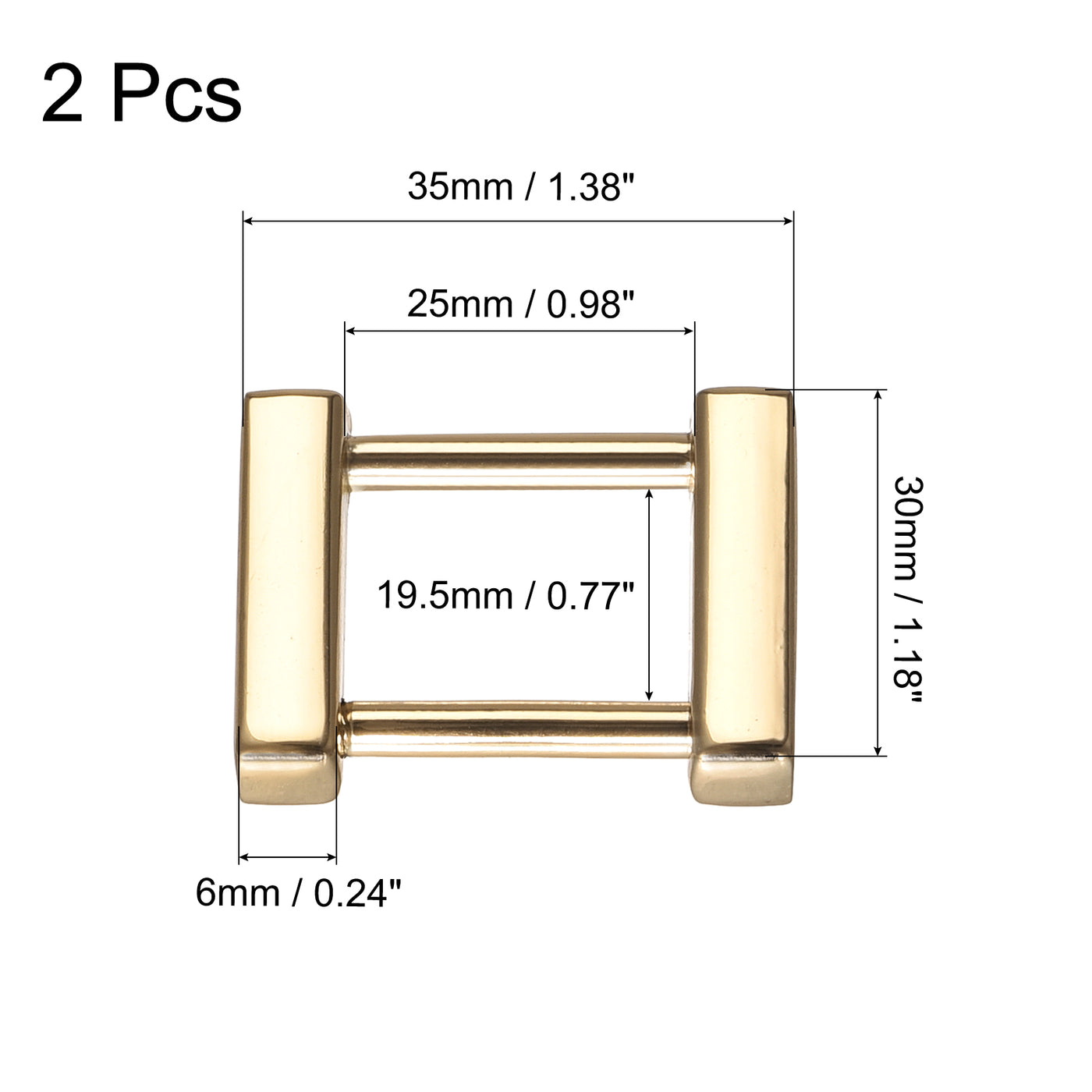 uxcell Uxcell 1.4 Inch Rectangle Screw Ring Buckle Strap Connector Purse Bag Loop, 2Pcs Gold