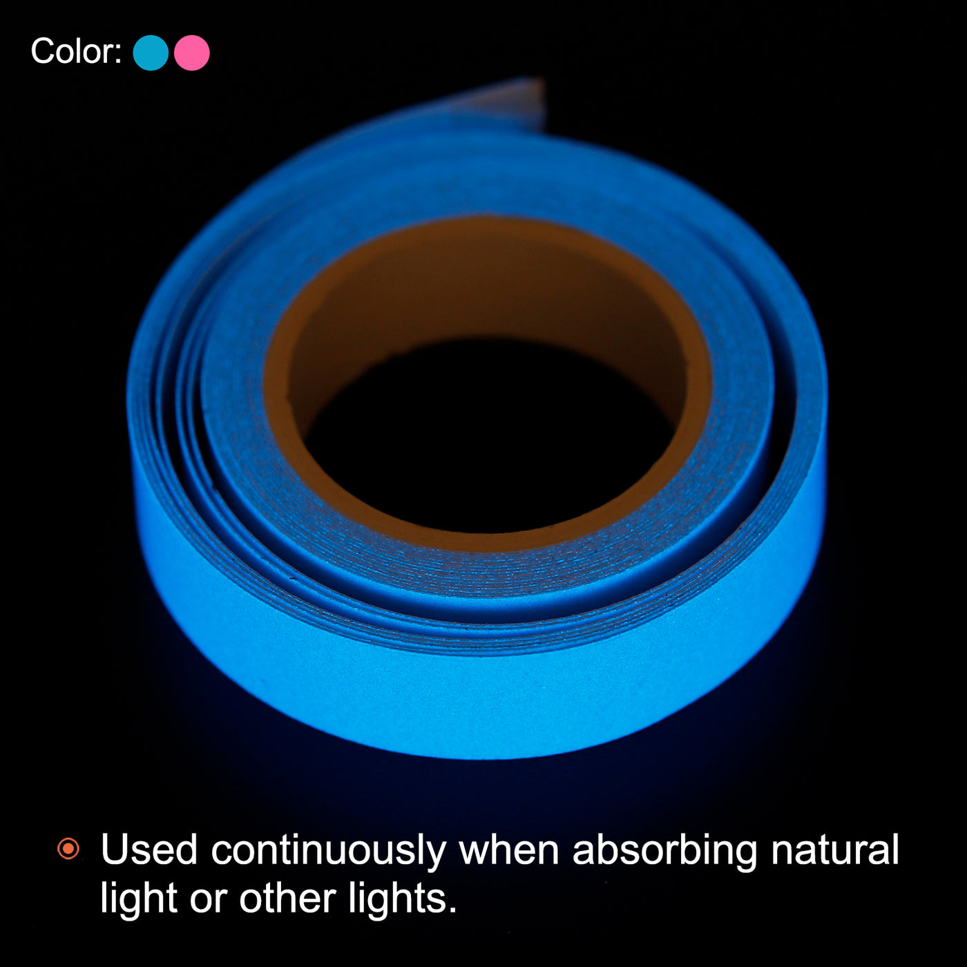 Harfington 2Pcs Glow in the Dark Tape 0.5" x 9.8ft Luminous Fluorescent Sticker Blue/Pink