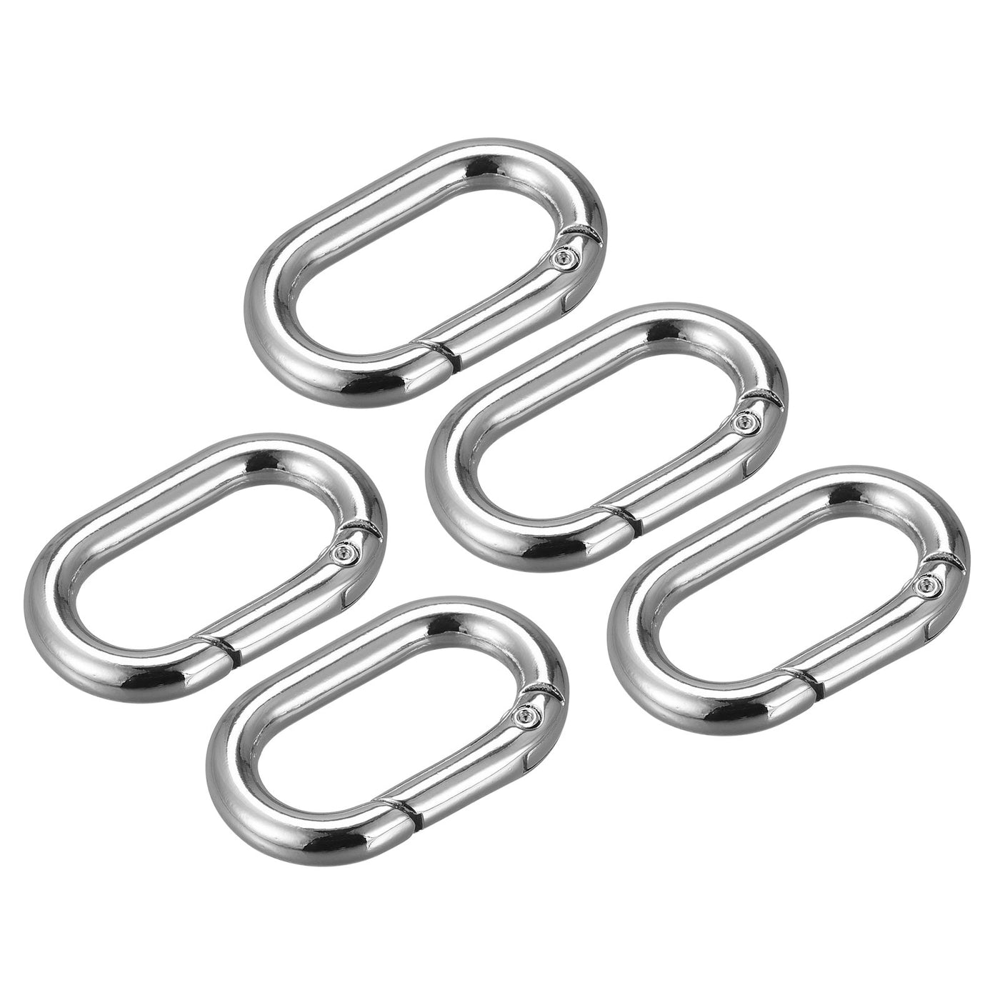 uxcell Uxcell 1.34" Spring Oval Ring Snap Clip Trigger for Bag Purse Keychain, 5Pcs Silver