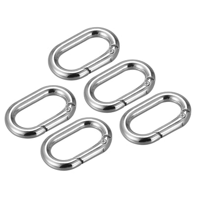 Harfington Uxcell 1.34" Spring Oval Ring Snap Clip Trigger for Bag Purse Keychain, 5Pcs Silver