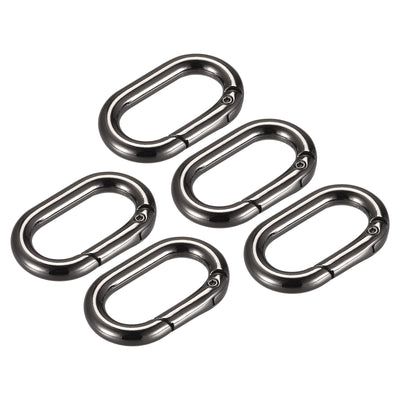 uxcell Uxcell 1.34" Spring Oval Ring Snap Clip Trigger for Bag Purse Keychain, 5Pcs Dark Grey