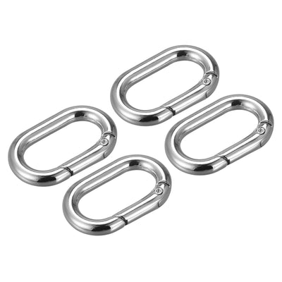 Harfington Uxcell 1.34" Spring Oval Ring Snap Clip Trigger for Bag Purse Keychain, 4Pcs Silver