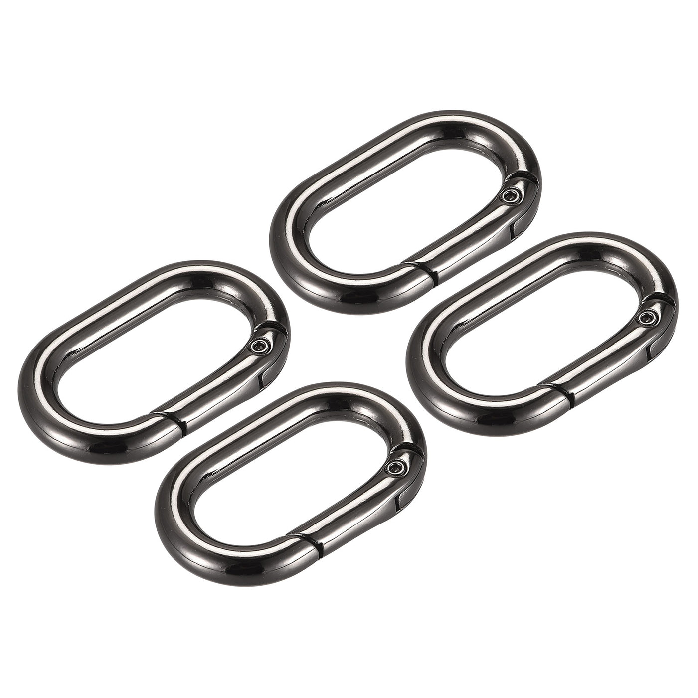 uxcell Uxcell 1.34" Spring Oval Ring Snap Clip Trigger for Bag Purse Keychain, 4Pcs Dark Grey