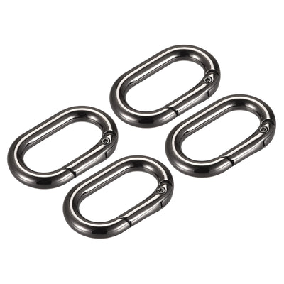Harfington Uxcell 1.34" Spring Oval Ring Snap Clip Trigger for Bag Purse Keychain, 4Pcs Dark Grey