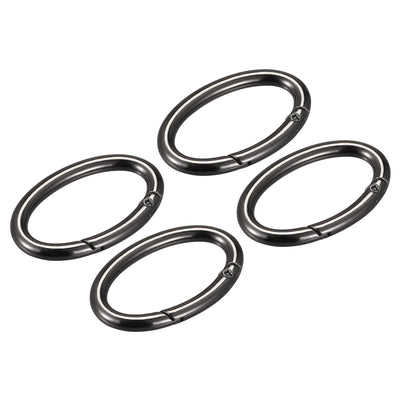 uxcell Uxcell 1.85 Inch Spring Oval Ring Snap Clip Trigger for Bag Purse Keychain, 4Pcs Black