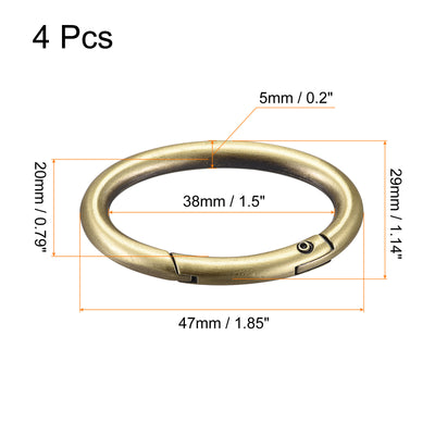 Harfington Uxcell 1.85 Inch Spring Oval Ring Snap Clip Trigger for Bag Purse Keychain, 4Pcs Bronze