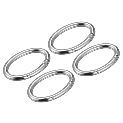 Harfington Uxcell 1.85 Inch Spring Oval Ring Snap Clip Trigger for Bag Purse Keychain, 4Pcs Silver
