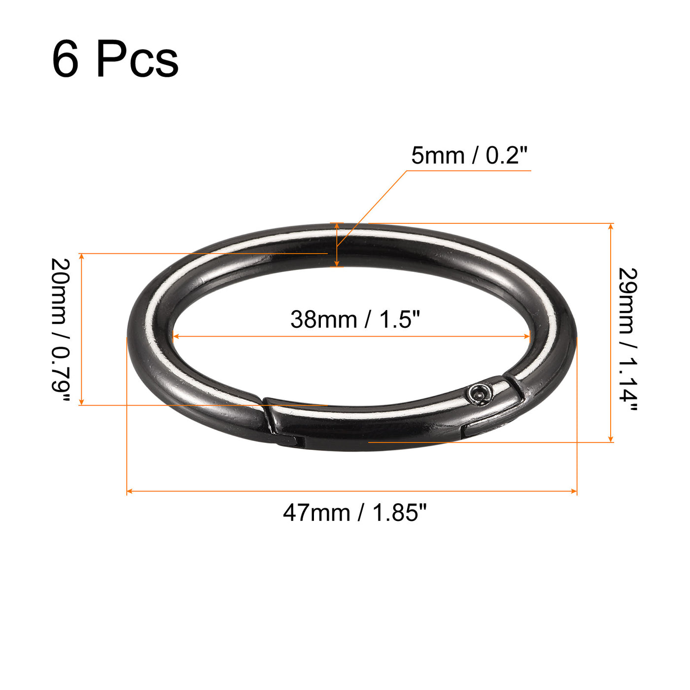 Uxcell Round Spring O Rings / Trigger Buckles - 27mm, Black, Carbon Steel, Multipurpose Snap Clips For Bags & Crafts