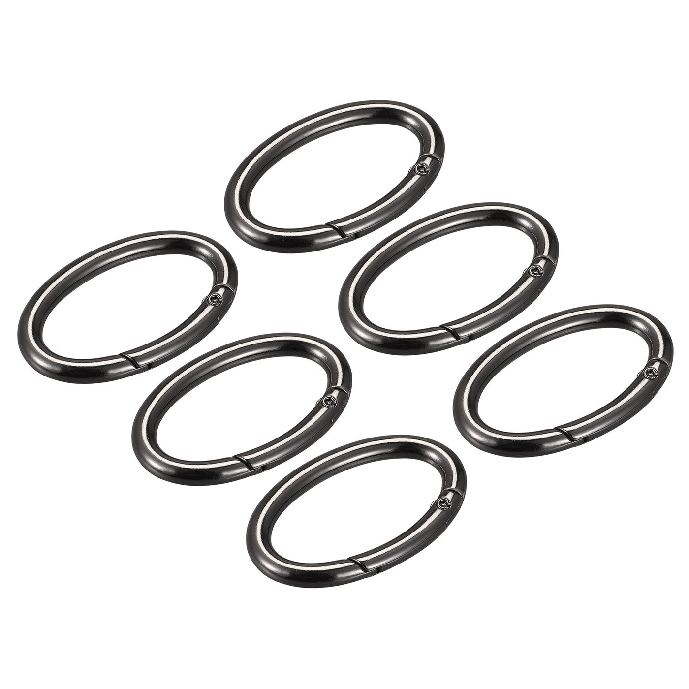 uxcell Uxcell 1.85 Inch Spring Oval Ring Snap Clip Trigger for Bag Purse Keychain, 6Pcs Black