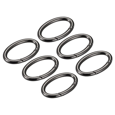 Harfington Uxcell 1.85 Inch Spring Oval Ring Snap Clip Trigger for Bag Purse Keychain, 6Pcs Black