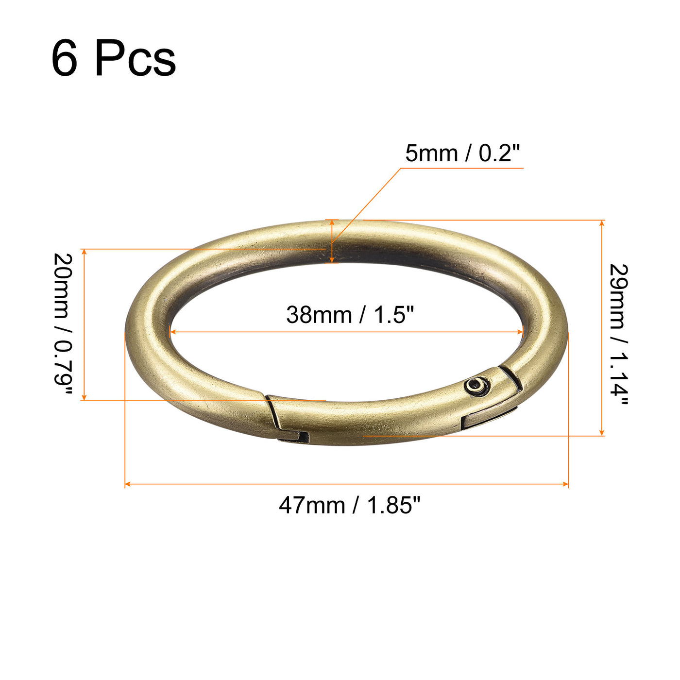 uxcell Uxcell 1.85 Inch Spring Oval Ring Snap Clip Trigger for Bag Purse Keychain, 6Pcs Bronze