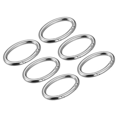 Harfington Uxcell 1.85 Inch Spring Oval Ring Snap Clip Trigger for Bag Purse Keychain, 6Pcs Silver