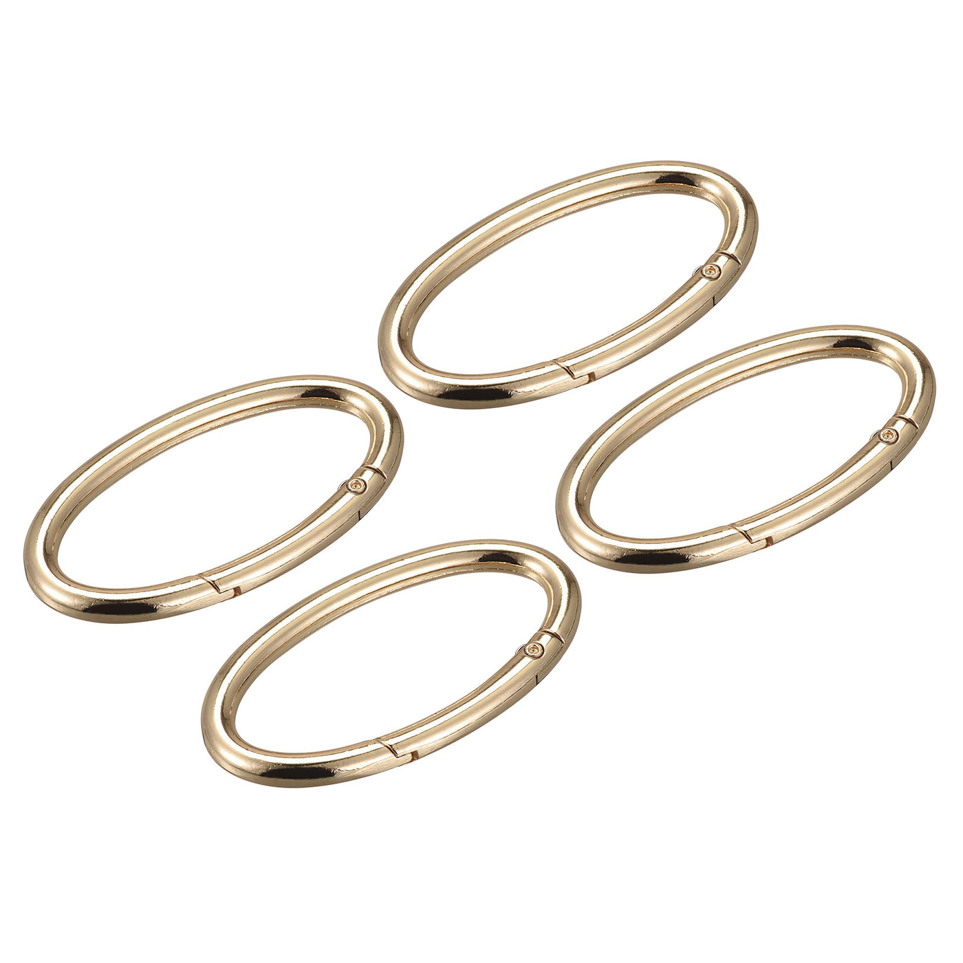 uxcell Uxcell 2.36 Inch Spring Oval Ring Snap Clip Trigger for Bag Purse Keychain, 4Pcs Gold