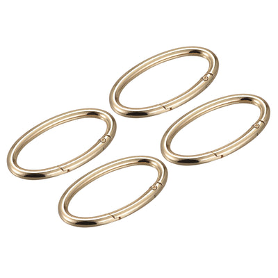 Harfington Uxcell 2.36 Inch Spring Oval Ring Snap Clip Trigger for Bag Purse Keychain, 4Pcs Gold