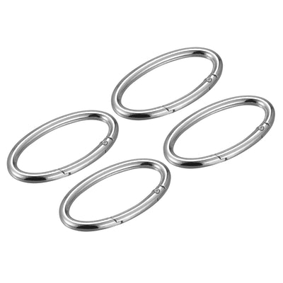 Harfington Uxcell 2.36 Inch Spring Oval Ring Snap Clip Trigger for Bag Purse Keychain, 4Pcs Silver
