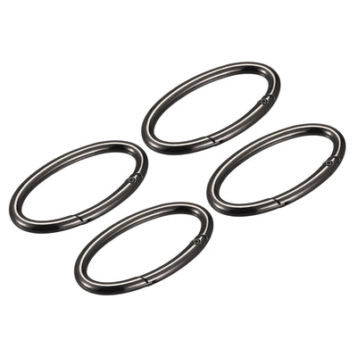 Harfington Uxcell 2.36 Inch Spring Oval Ring Snap Clip Trigger for Bag Purse Keychain, 4Pcs Black