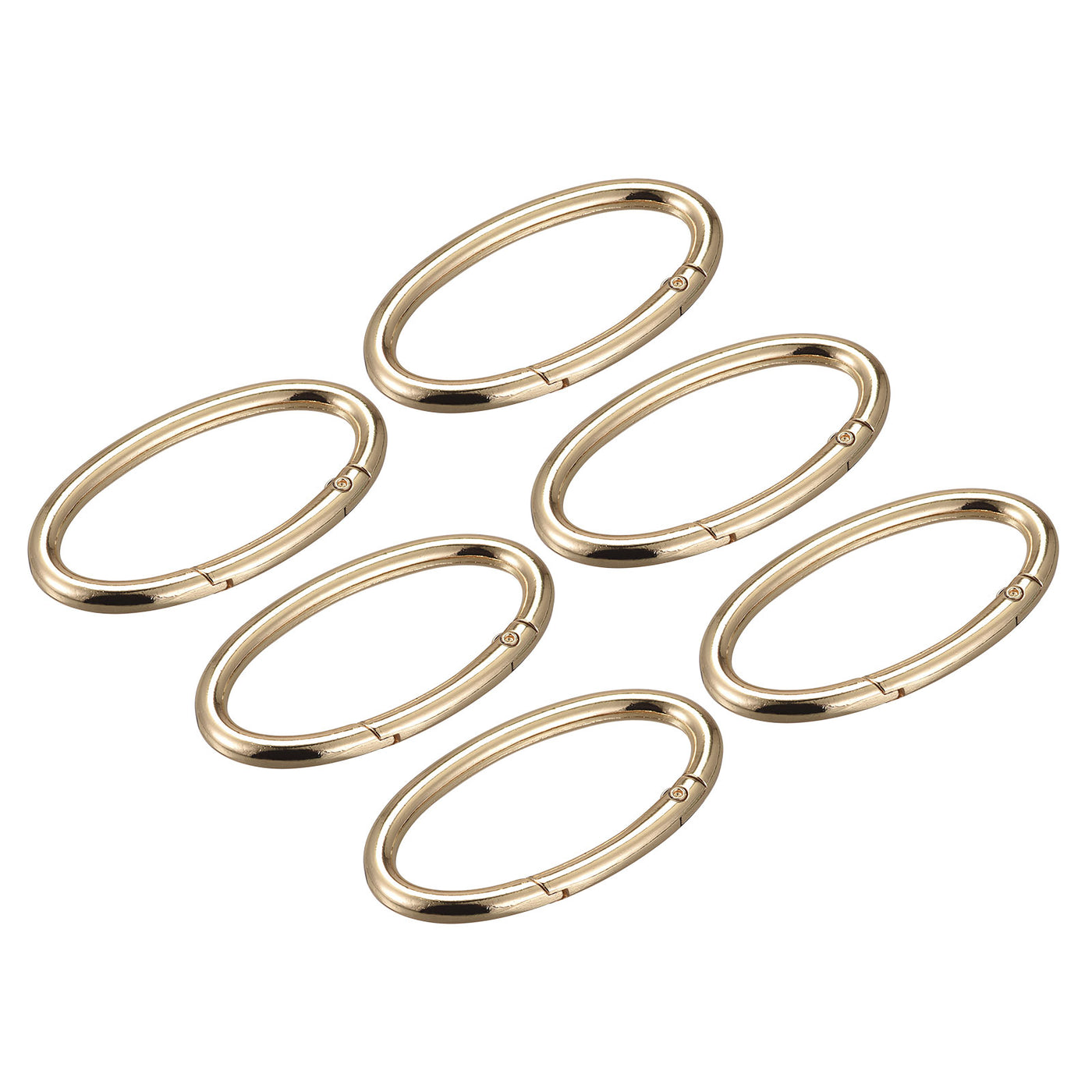 uxcell Uxcell 2.36 Inch Spring Oval Ring Snap Clip Trigger for Bag Purse Keychain, 6Pcs Gold