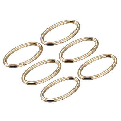 Harfington Uxcell 2.36 Inch Spring Oval Ring Snap Clip Trigger for Bag Purse Keychain, 6Pcs Gold