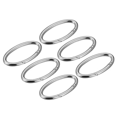 Harfington Uxcell 2.36 Inch Spring Oval Ring Snap Clip Trigger for Bag Purse Keychain, 6Pcs Silver