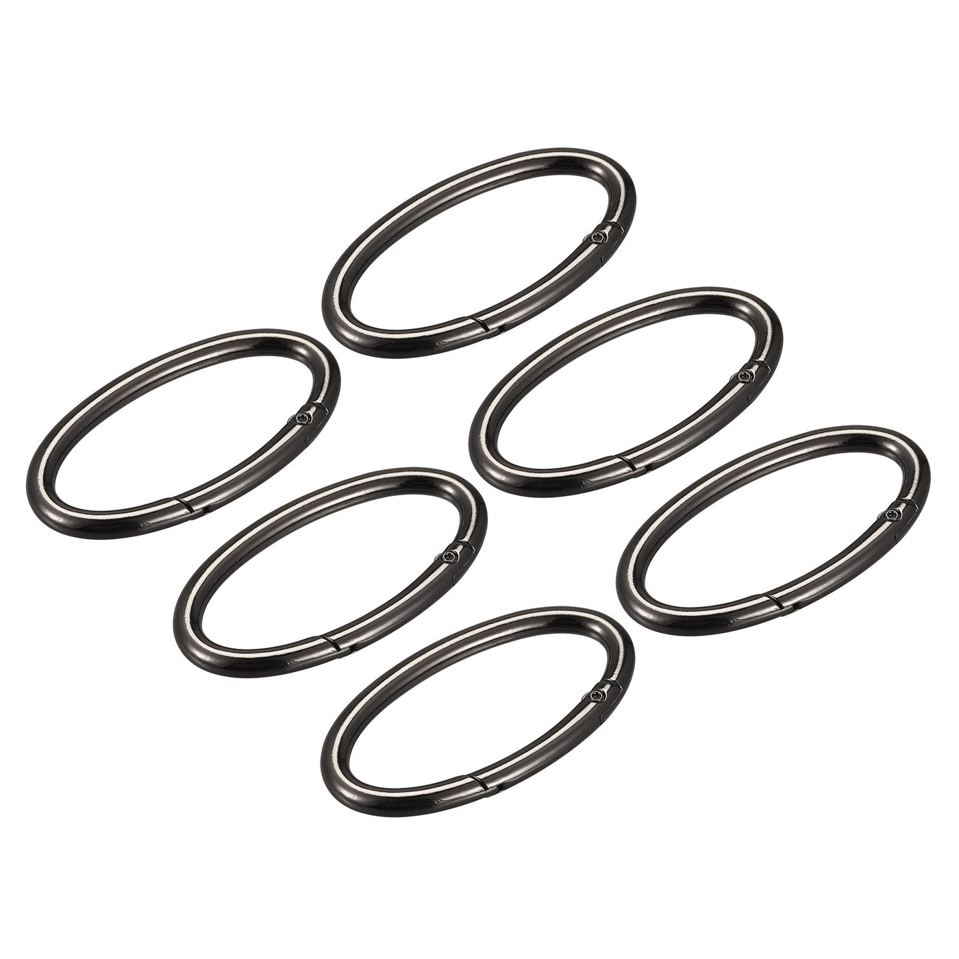 uxcell Uxcell 2.36 Inch Spring Oval Ring Snap Clip Trigger for Bag Purse Keychain, 6Pcs Black