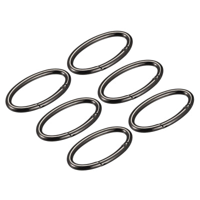 Harfington Uxcell 2.36 Inch Spring Oval Ring Snap Clip Trigger for Bag Purse Keychain, 6Pcs Black